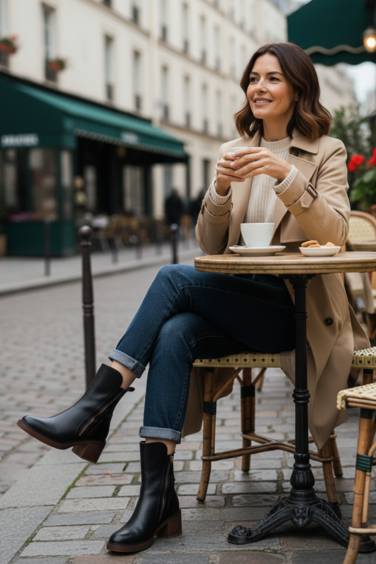 Doreen™ | Black leather boots with a comfortable heel, elegant and timeless