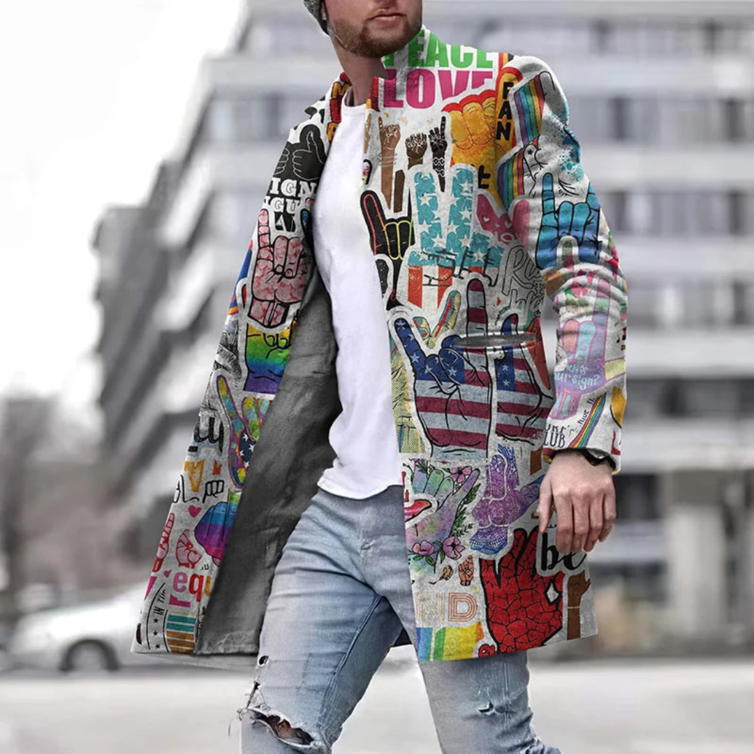 Franco | Men's Fashion Graphic Coat | Long