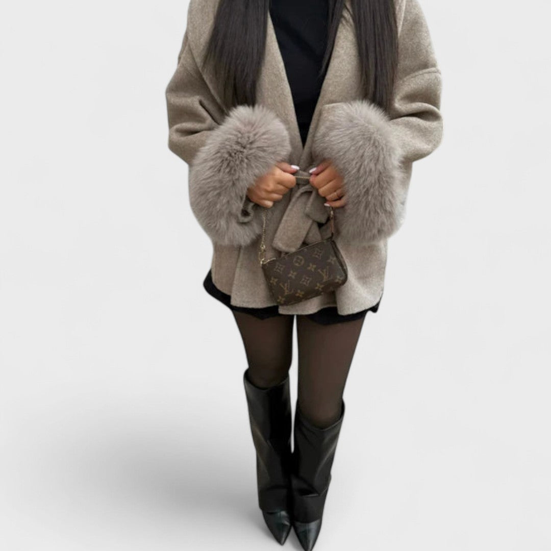 Format™ | Elegant Coat with Faux Fur Details