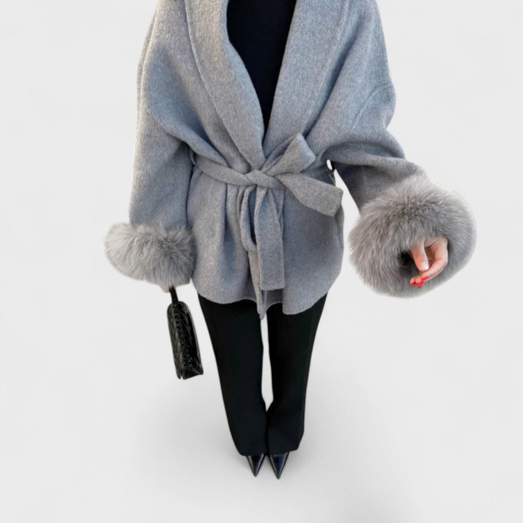 Format™ | Elegant Coat with Faux Fur Details