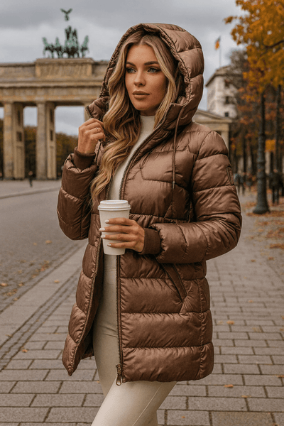 Lina™ | Long, Warm Quilted Jacket with a Generous Hood