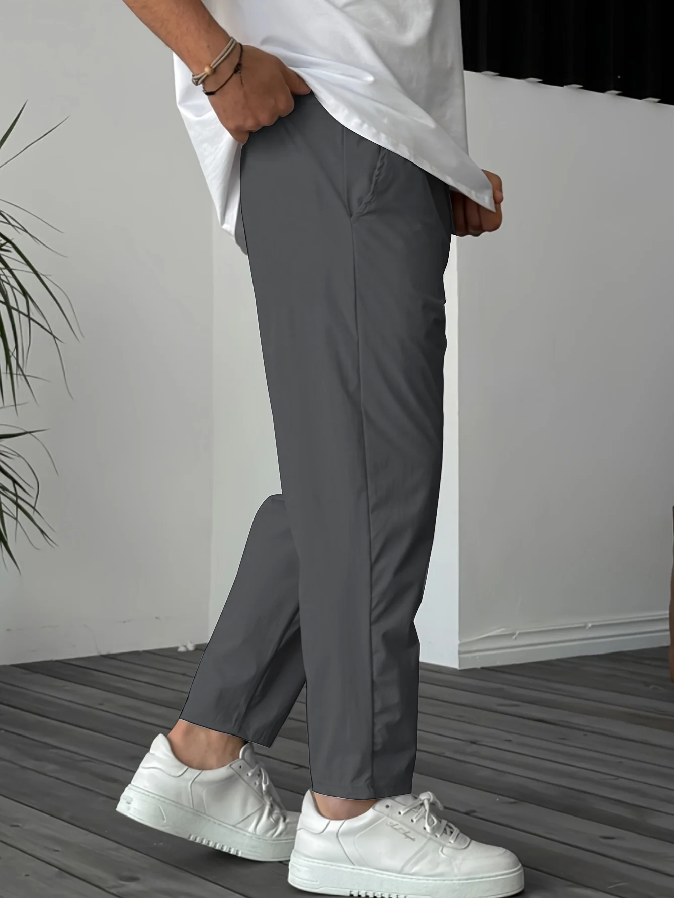 Essential High-Waisted Pants with Drawstring
