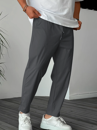 Essential High-Waisted Pants with Drawstring