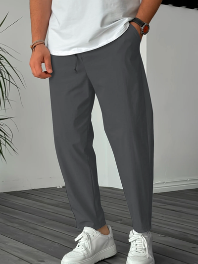Essential High-Waisted Pants with Drawstring