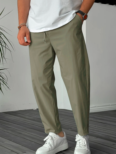 Essential High-Waisted Pants with Drawstring