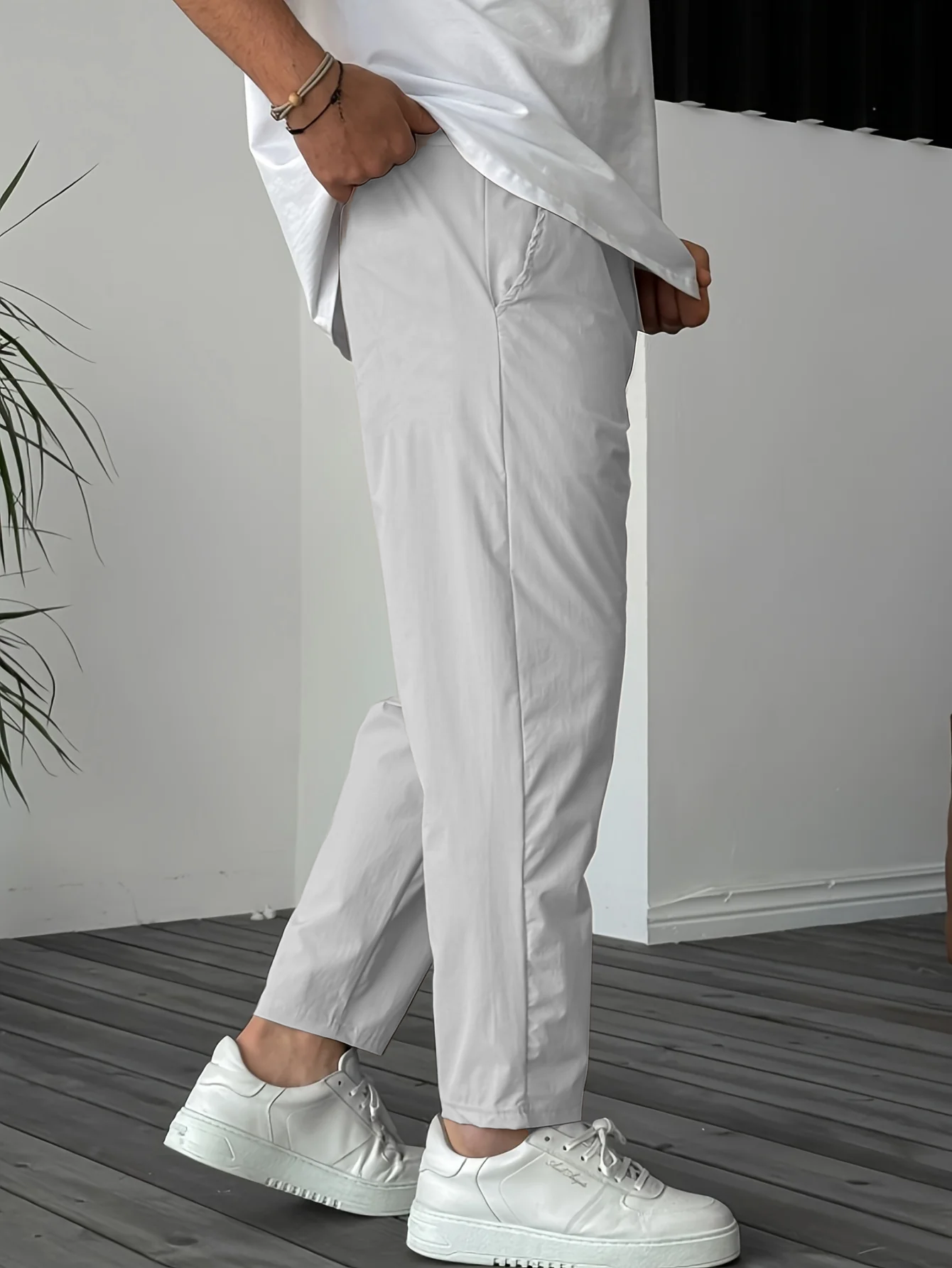 Essential High-Waisted Pants with Drawstring