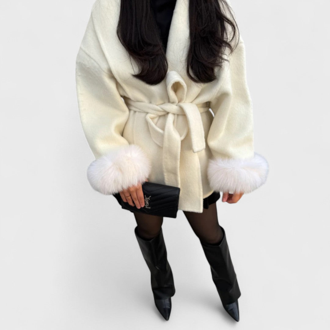 Format™ | Elegant Coat with Faux Fur Details