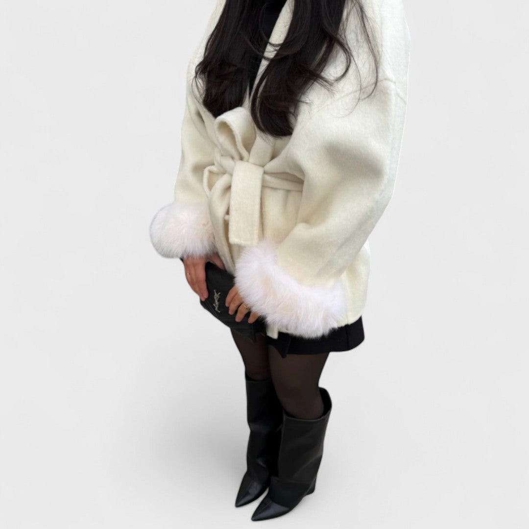 Format™ | Elegant Coat with Faux Fur Details