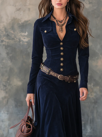 Milana™ | Suede Maxi Dress with Slit