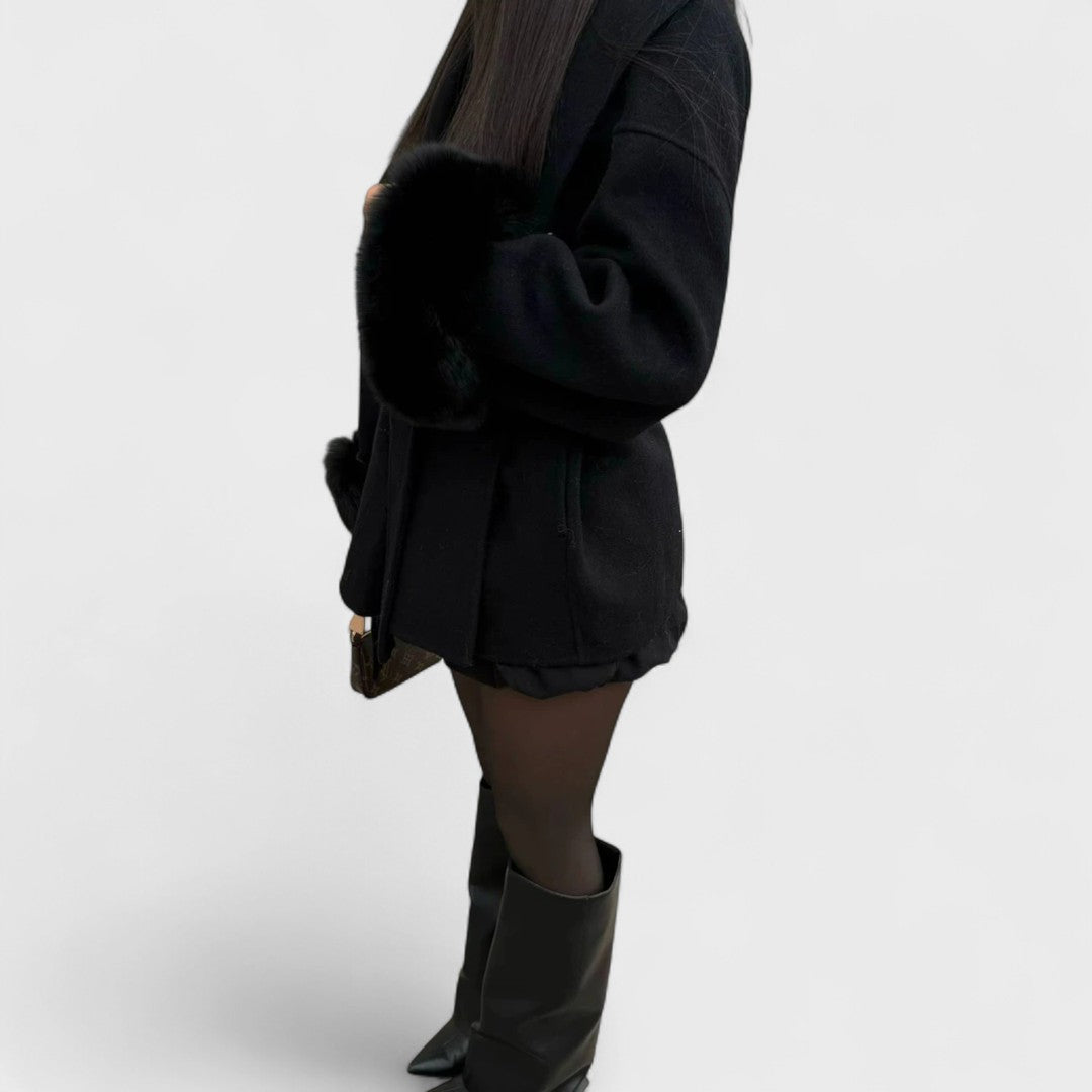 Format™ | Elegant Coat with Faux Fur Details