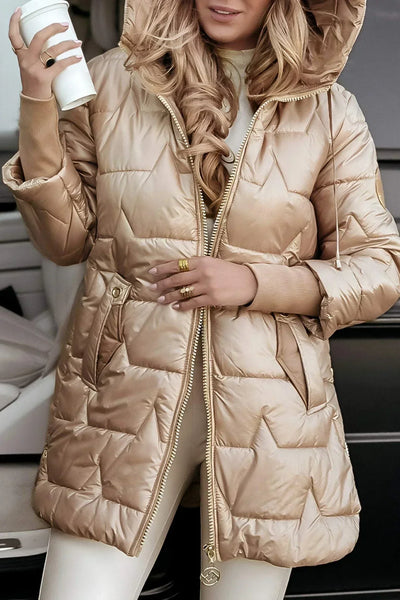 Lina™ | Long, Warm Quilted Jacket with a Generous Hood