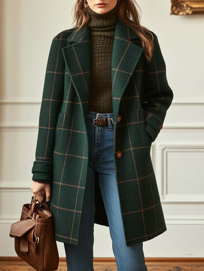 Valeria™ | Elegant Checked Wool Coat