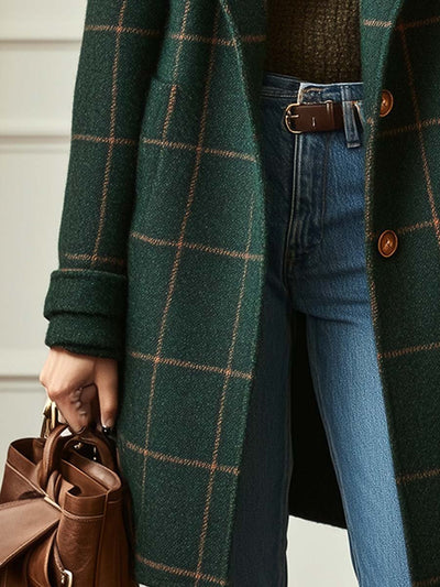 Valeria™ | Elegant Checked Wool Coat