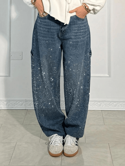 Beatrice™ | Trendy Balloon Carpenter Jeans with Glitters